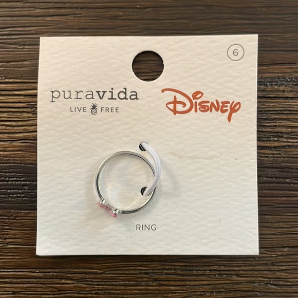 Pura Vida Disney Minnie Mouse Pink Enamel Bow Ring Silver Size 6 NWT - Picture 6 of 9